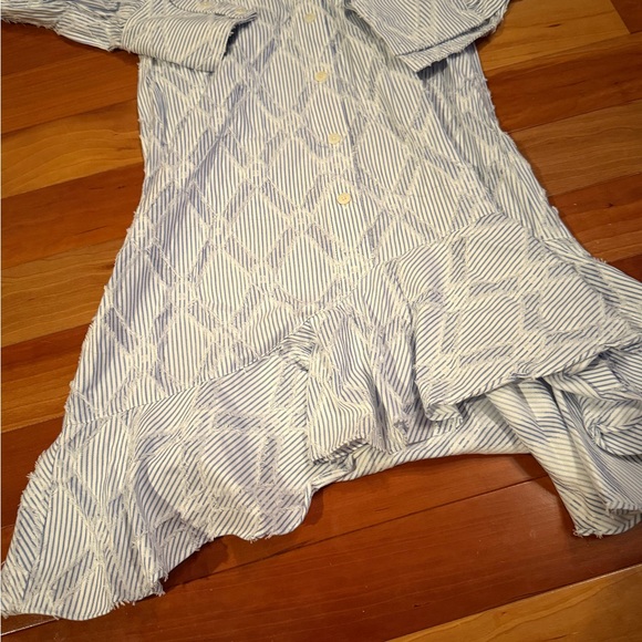 10 Derek Lam Light Blue Patterned Stripe Long Sleeve Dress - Picture 7 of 9